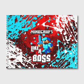 Альбом для рисования с принтом MINECRAFT BLUE SKIN МАЙНКРАФТ СИНИЙ СКИН в Санкт-Петербурге, 100% бумага
 | матовая бумага, плотность 200 мг. | block | craft | creeper | cube | dungeons | game | games | logo | mine | minecraft | miner | pixel | zombie | блок | геометрия | данжен | зомби | игра | игры | крафт | крипер | кубики | лого | логотип | майкрафт | майн | майнкрафт | пиксели | 