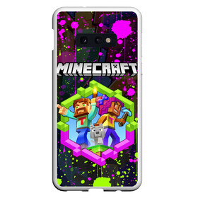 Чехол для Samsung S10E с принтом MINECRAFT МАЙНКРАФТ БРЫЗГИ в Санкт-Петербурге, Силикон | Область печати: задняя сторона чехла, без боковых панелей | block | craft | creeper | cube | dungeons | game | games | logo | mine | minecraft | miner | pixel | zombie | блок | брызги | геометрия | данжен | зомби | игра | игры | крафт | крипер | кубики | лого | логотип | майкрафт | майн | майнкрафт | п