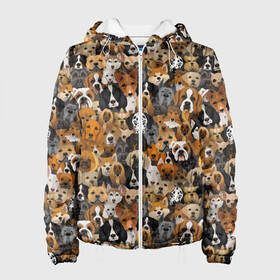 Женская куртка 3D с принтом Собаки (Разные Породы) в Санкт-Петербурге, ткань верха — 100% полиэстер, подклад — флис | прямой крой, подол и капюшон оформлены резинкой с фиксаторами, два кармана без застежек по бокам, один большой потайной карман на груди. Карман на груди застегивается на липучку | animal | dog | барбос | бобик | год собаки | друг человека | животное | зверь | ищейка | кинолог | кость | лайка | пёс | порода собак | собака | собаковод | собачьи следы от лап | сторожевая собака | хищник