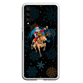 Чехол для Honor 20 с принтом Олень и Santa. в Санкт-Петербурге, Силикон | Область печати: задняя сторона чехла, без боковых панелей | 2022 | happy new year | merry christmas | rdnewyear22 | santa | год тигра | зима близко | нг | новогодний | новый год | новый год 2022 | олень | рождество | санта | символ 2022 года | снежинки