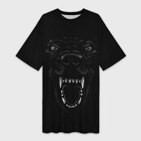 Платье-футболка 3D с принтом Собачий Оскал в Санкт-Петербурге,  |  | Тематика изображения на принте: animal | dog | барбос | бобик | гнев | год собаки | друг человека | животное | зверь | злая собака | злость | зубы | ищейка | кинолог | кость | лайка | ненависть | оскал | пёс | собака | собаковод