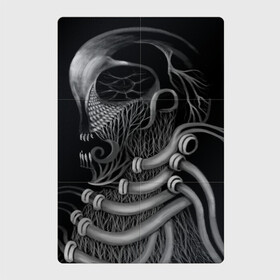 Магнитный плакат 2Х3 с принтом Hard Breath в Санкт-Петербурге, Полимерный материал с магнитным слоем | 6 деталей размером 9*9 см | существа | ужасы | хоррор | череп | чернобелое