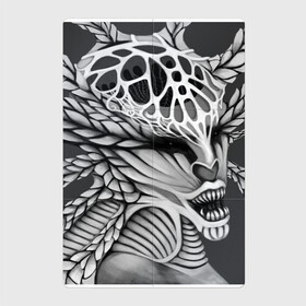 Магнитный плакат 2Х3 с принтом Gorgone в Санкт-Петербурге, Полимерный материал с магнитным слоем | 6 деталей размером 9*9 см | абстракция | существа | ужасы | хоррор | чернобелое