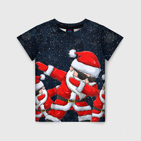 Детская футболка 3D с принтом БАНДА НОВОГОДНИХ САНТА КЛАУСОВ в Санкт-Петербурге, 100% гипоаллергенный полиэфир | прямой крой, круглый вырез горловины, длина до линии бедер, чуть спущенное плечо, ткань немного тянется | 2022 | beast | merry christmas | new year | red bow | santa hat | snow | tiger | winter | winter is coming | year of the tiger | год тигра | дед мороз | животные | звери | зверь | зима | зима 2022 | зима близко | новог | новогодни