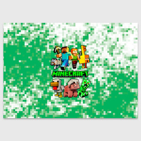Поздравительная открытка с принтом Minecraft персонажи мобы в Санкт-Петербурге, 100% бумага | плотность бумаги 280 г/м2, матовая, на обратной стороне линовка и место для марки
 | creeper | green minecraft | minecraft | minecraft creeper | minecraft dungeons | детские игры | зеленый майнкрафт | крипер | крипер майнкрафт | криппер | майнкрафт | майнкрафт крипер | майнкрафт персонажи | майнкрафт подземелье