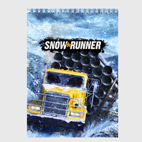 Скетчбук с принтом SNOWRUNNER ART СНОУРАННЕР АРТ в Санкт-Петербурге, 100% бумага
 | 48 листов, плотность листов — 100 г/м2, плотность картонной обложки — 250 г/м2. Листы скреплены сверху удобной пружинной спиралью | game | snow runner | snowrunner | winter | грузовик | дальнобойщик | зима | игра | лес | симулятор | снег | сноу раннер | сноураннер