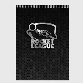 Скетчбук с принтом Rocket League Metal Logo в Санкт-Петербурге, 100% бумага
 | 48 листов, плотность листов — 100 г/м2, плотность картонной обложки — 250 г/м2. Листы скреплены сверху удобной пружинной спиралью | auto | avto | car | race | rocket league | авто | гонки | машина | рокет лига | тачка
