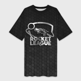 Платье-футболка 3D с принтом Rocket League Metal Logo в Санкт-Петербурге,  |  | auto | avto | car | race | rocket league | авто | гонки | машина | рокет лига | тачка