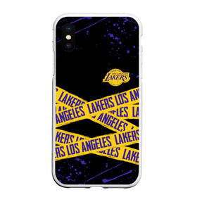 Чехол для iPhone XS Max матовый с принтом LAKERS LOGO БРЫЗГИ КРАСОК в Санкт-Петербурге, Силикон | Область печати: задняя сторона чехла, без боковых панелей | america | basketball | kobe bryant | la | la lakers | lakers | lines | los angeles lakers | nba | usa | баскетбол | брызги | брызги красок | кобе брайант | краски | линии | лос анджелес лейкерс | нба | полосы | сша