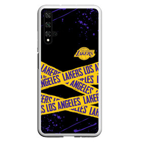 Чехол для Honor 20 с принтом LAKERS LOGO БРЫЗГИ КРАСОК в Санкт-Петербурге, Силикон | Область печати: задняя сторона чехла, без боковых панелей | america | basketball | kobe bryant | la | la lakers | lakers | lines | los angeles lakers | nba | usa | баскетбол | брызги | брызги красок | кобе брайант | краски | линии | лос анджелес лейкерс | нба | полосы | сша