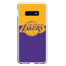 Чехол для Samsung S10E с принтом LAKERS LINE HEXAGON SPORT в Санкт-Петербурге, Силикон | Область печати: задняя сторона чехла, без боковых панелей | Тематика изображения на принте: america | basketball | hexagon | kobe bryant | la | la lakers | lakers | los angeles lakers | nba | usa | баскетбол | гексагон | геометрия | кобе брайант | лос анджелес лейкерс | нба | соты | сша