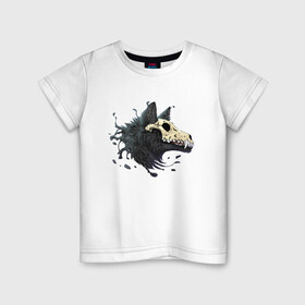 Детская футболка хлопок с принтом Cool wolf в Санкт-Петербурге, 100% хлопок | круглый вырез горловины, полуприлегающий силуэт, длина до линии бедер | Тематика изображения на принте: fangs | hype | jaw | skull | teeth | wolf | волк | зубы | клыки | хайп | череп