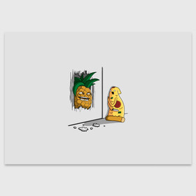 Поздравительная открытка с принтом HERES PINEAPPLE! в Санкт-Петербурге, 100% бумага | плотность бумаги 280 г/м2, матовая, на обратной стороне линовка и место для марки
 | here | is | johnny | mem | meme | memes | pineapple | pizza | shining | ананас | джонни | мем | мемы | пица | пицца | сияние | это