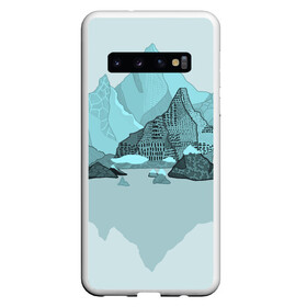 Чехол для Samsung Galaxy S10 с принтом Голубой горный пейзаж с темно-серыми тенями в Санкт-Петербурге, Силикон | Область печати: задняя сторона чехла, без боковых панелей | голубые горы | горный | горный массив | горный пейзаж | горы | горы в снегу | для сноуборда | для туристов | заснеженные горы | зимние горы | зимний | лыжный | снежные горы | сноуборд