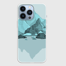 Чехол для iPhone 13 Pro с принтом Голубой горный пейзаж с темно серыми тенями в Санкт-Петербурге,  |  | голубые горы | горный | горный массив | горный пейзаж | горы | горы в снегу | для сноуборда | для туристов | заснеженные горы | зимние горы | зимний | лыжный | снежные горы | сноуборд