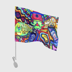 Флаг для автомобиля с принтом ПСИХОДЕЛЛА в Санкт-Петербурге, 100% полиэстер | Размер: 30*21 см | абстракция | пестрый | психоделика | цветной | яркий