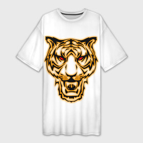 Платье-футболка 3D с принтом Тигр с классным и уникальным дизайном в крутом стиле. Символ 2022 года. Это будет ваш талисман. в Санкт-Петербурге,  |  | белый | белый тигр | большая кошка | гато | глаза | животное | зверь | король | кошка | кошки | лев | лицо | пантера | портрет | разноцветный | серия | тигер | тигр | тигре | тигры | хищник