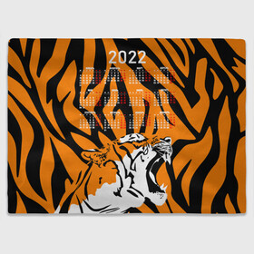 Плед 3D с принтом Тигровый камуфляж 2022 в Санкт-Петербурге, 100% полиэстер | закругленные углы, все края обработаны. Ткань не мнется и не растягивается | 2022 | aggressive | brindle color | fangs | in profile | new year | open mouth | predator | tiger | year of the tiger | агрессивный | в профиль | год тигра | календарь | клыки | новый год | открытая пасть | тигр | тигровый окрас | хищник