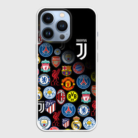 Чехол для iPhone 13 Pro с принтом JUVENTUS LOGOBOMBING SPORT в Санкт-Петербурге,  |  | black white | cr7 | fc juventus | football | juve | juventus | ronaldo | sport | бык | роналдо | роналду | спорт | футбол | чёрно белый | ювентус