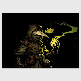 Поздравительная открытка с принтом DARKEST DUNGEON PLAGUE DOCTOR в Санкт-Петербурге, 100% бумага | плотность бумаги 280 г/м2, матовая, на обратной стороне линовка и место для марки
 | Тематика изображения на принте: darkest dungeon | dd | plague doctor | rpg | the butchers circus | the colour of madness | the crimson court | the shieldbreaker | игры | подземелье | темнейшее подземелье