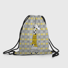 Рюкзак-мешок 3D с принтом Милая жирафа в шарфе в Санкт-Петербурге, 100% полиэстер | плотность ткани — 200 г/м2, размер — 35 х 45 см; лямки — толстые шнурки, застежка на шнуровке, без карманов и подкладки | высокий | графика | длинная шея | животное | жираф | кружочки