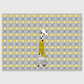 Поздравительная открытка с принтом Милая жирафа в шарфе в Санкт-Петербурге, 100% бумага | плотность бумаги 280 г/м2, матовая, на обратной стороне линовка и место для марки
 | высокий | графика | длинная шея | животное | жираф | кружочки