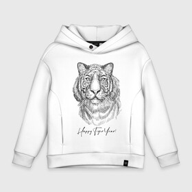 Детское худи Oversize хлопок с принтом Happy Tiger Year! в Санкт-Петербурге, френч-терри — 70% хлопок, 30% полиэстер. Мягкий теплый начес внутри —100% хлопок | боковые карманы, эластичные манжеты и нижняя кромка, капюшон на магнитной кнопке | Тематика изображения на принте: ears | eyes | holiday | muzzle | new year | skin | tiger | view | глаза | новый год | праздник | тигр | уши