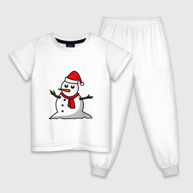 Детская пижама хлопок с принтом Двухсторонний снеговик в Санкт-Петербурге, 100% хлопок |  брюки и футболка прямого кроя, без карманов, на брюках мягкая резинка на поясе и по низу штанин
 | Тематика изображения на принте: snowman | большой снеговик | снеговик новогодний | снеговик с морковкой | снеговик с руками палками | снеговик с угольками глазками | снеговик спиной | снежная баба | снежный человек