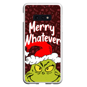 Чехол для Samsung S10E с принтом ГРИНЧ | GRINCH | WHATEVER в Санкт-Петербурге, Силикон | Область печати: задняя сторона чехла, без боковых панелей | Тематика изображения на принте: 2020 | 2021 | 2022 | christmas | grinch | merry | santa | whatever | гринч | дед мороз | леденец | нг | новогодний | новый год | олени | рождество | санта клаус | свитер | узоры