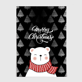 Постер с принтом MERRY CHRISTMAS BEARS в Санкт-Петербурге, 100% бумага
 | бумага, плотность 150 мг. Матовая, но за счет высокого коэффициента гладкости имеет небольшой блеск и дает на свету блики, но в отличии от глянцевой бумаги не покрыта лаком | 2021 | 2022 | new year | деда мороза | зима | к нам приходит | как у всех | костюм | медвежонок | мишка | новогодний | новый год | праздник | рекомендации | рождество | снег | снежинки | снежок | узор | хочу