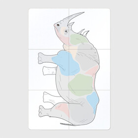 Магнитный плакат 2Х3 с принтом Вертикальный носорог в Санкт-Петербурге, Полимерный материал с магнитным слоем | 6 деталей размером 9*9 см | африка | дикий | дикое животное | животное | животные | звери | зверь | мило | милота | носорог | пятна | пятнистый | разноцветный | фауна | экзотика