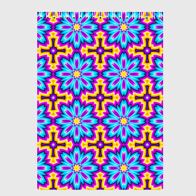 Скетчбук с принтом Синие цветы на желтом фоне (иллюзия расширения) в Санкт-Петербурге, 100% бумага
 | 48 листов, плотность листов — 100 г/м2, плотность картонной обложки — 250 г/м2. Листы скреплены сверху удобной пружинной спиралью | абстракция | аум | галлюцинация | зазеркалье | игра ума | иллюзии | индиго | майя | мантра | медитация | мираж | неон | нирвана | обман зрения | ом | оптические иллюзии | просветление | психоделика