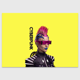 Поздравительная открытка с принтом Cyberpunk (Панк) в Санкт-Петербурге, 100% бумага | плотность бумаги 280 г/м2, матовая, на обратной стороне линовка и место для марки
 | Тематика изображения на принте: 3d | cuberpunk 2077 | cyberpunk | девушка панк | игра | надпись | панк