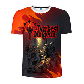 Мужская футболка 3D спортивная с принтом DARKEST DUNGEON   ТЕМНЕЙШЕЕ ПОДЗЕМЕЛЬЕ в Санкт-Петербурге, 100% полиэстер с улучшенными характеристиками | приталенный силуэт, круглая горловина, широкие плечи, сужается к линии бедра | darkest dungeon | darkest dungeon 2 | ад | готика | игра | огонь | пламя | темнейшее подземелье | ужасы