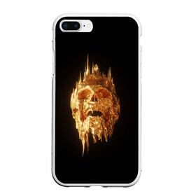 Чехол для iPhone 7Plus/8 Plus матовый с принтом GOLDEN SKULL | ЗОЛОТОЙ ЧЕРЕП в Санкт-Петербурге, Силикон | Область печати: задняя сторона чехла, без боковых панелей | Тематика изображения на принте: art | bones | design | gold | skull | золото | череп