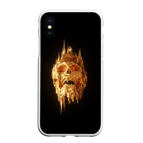 Чехол для iPhone XS Max матовый с принтом GOLDEN SKULL | ЗОЛОТОЙ ЧЕРЕП в Санкт-Петербурге, Силикон | Область печати: задняя сторона чехла, без боковых панелей | Тематика изображения на принте: art | bones | design | gold | skull | золото | череп