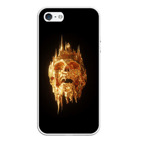 Чехол для iPhone 5/5S матовый с принтом GOLDEN SKULL | ЗОЛОТОЙ ЧЕРЕП в Санкт-Петербурге, Силикон | Область печати: задняя сторона чехла, без боковых панелей | Тематика изображения на принте: art | bones | design | gold | skull | золото | череп