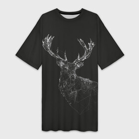 Платье-футболка 3D с принтом DEER  POLYGONS в Санкт-Петербурге,  |  | abstract | deer | geometry | polygon | абстракция | геометрия | олень | полигоны