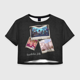 Женская футболка Crop-top 3D с принтом Фото Cognito Inc в Санкт-Петербурге, 100% полиэстер | круглая горловина, длина футболки до линии талии, рукава с отворотами | кадры | надпись | персонажи | текстура | фото