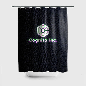 Штора 3D для ванной с принтом Экран Cognito Inc в Санкт-Петербурге, 100% полиэстер | плотность материала — 100 г/м2. Стандартный размер — 146 см х 180 см. По верхнему краю — пластиковые люверсы для креплений. В комплекте 10 пластиковых колец | Тематика изображения на принте: знак | лого | надпись | помехи | экран