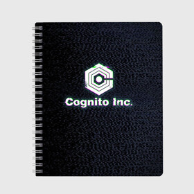 Тетрадь с принтом Экран Cognito Inc в Санкт-Петербурге, 100% бумага | 48 листов, плотность листов — 60 г/м2, плотность картонной обложки — 250 г/м2. Листы скреплены сбоку удобной пружинной спиралью. Уголки страниц и обложки скругленные. Цвет линий — светло-серый
 | знак | лого | надпись | помехи | экран