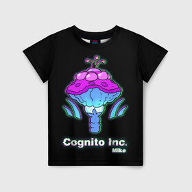 Детская футболка 3D с принтом Гриб экстрасенс в Санкт-Петербурге, 100% гипоаллергенный полиэфир | прямой крой, круглый вырез горловины, длина до линии бедер, чуть спущенное плечо, ткань немного тянется | Тематика изображения на принте: гриб | надпись | название | персонаж | экстрасенс