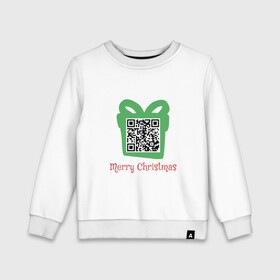 Детский свитшот хлопок с принтом QR Christmas в Санкт-Петербурге, 100% хлопок | круглый вырез горловины, эластичные манжеты, пояс и воротник | Тематика изображения на принте: coronavirus | covid | covid19 | qr code | qr код | sputnik | вакцина | вакцинация | вирус | здоровье | изоляция | иммунитет | карантин | ковид | код | корона | коронавирус | маркировка | маска | матрица | п | пандемия