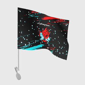 Флаг для автомобиля с принтом Cyberpunk 2077 Белый снег в Санкт-Петербурге, 100% полиэстер | Размер: 30*21 см | cd project red | cyberpunk 2077 | keanu reeves | samurai | киану ривз | киберпанк 2077 | новогодний | самураи | снег | снежинки