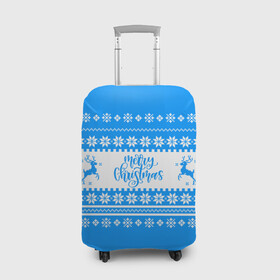 Чехол для чемодана 3D с принтом MERRY CHRISTMAS | BLUE в Санкт-Петербурге, 86% полиэфир, 14% спандекс | двустороннее нанесение принта, прорези для ручек и колес | 2020 | 2021 | 2022 | christmas | merry | santa | дед мороз | кот | леденец | мяу | нг | новогодний | новый год | олени | рождество | санта клаус | свитер | узоры