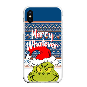 Чехол для iPhone XS Max матовый с принтом MERRY WHATEVER | GRINCH в Санкт-Петербурге, Силикон | Область печати: задняя сторона чехла, без боковых панелей | 2020 | 2021 | 2022 | christmas | grinch | merry | santa | whatever | гринч | дед мороз | леденец | нг | новогодний | новый год | олени | рождество | санта клаус | свитер | узоры