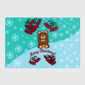 Магнитный плакат 3Х2 с принтом Мишка и рождество в Санкт-Петербурге, Полимерный материал с магнитным слоем | 6 деталей размером 9*9 см | 2022 | merry christmas | ветки | год тигра | детский | животные | зима | зимний | лес | медведь | мишка | мультяшный | новогодний | новый год | подарок | праздничный | рождество | рябина | снег | снегопад
