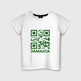 Детская футболка хлопок с принтом QR Jamaica в Санкт-Петербурге, 100% хлопок | круглый вырез горловины, полуприлегающий силуэт, длина до линии бедер | Тематика изображения на принте: coronavirus | covid | covid19 | qr code | qr код | sputnik | вакцина | вакцинация | вирус | здоровье | изоляция | иммунитет | карантин | ковид | код | корона | коронавирус | маркировка | маска | матрица | п | пандемия