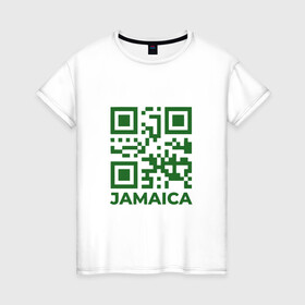 Женская футболка хлопок с принтом QR Jamaica в Санкт-Петербурге, 100% хлопок | прямой крой, круглый вырез горловины, длина до линии бедер, слегка спущенное плечо | coronavirus | covid | covid19 | qr code | qr код | sputnik | вакцина | вакцинация | вирус | здоровье | изоляция | иммунитет | карантин | ковид | код | корона | коронавирус | маркировка | маска | матрица | п | пандемия