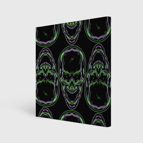 Холст квадратный с принтом Skulls vanguard pattern 2077 в Санкт-Петербурге, 100% ПВХ |  | fashion | hype | neon | pattern | skull | vanguard | авангард | неон | узор | хайп | череп